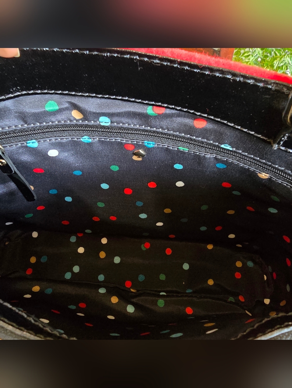 EUC Kate Spade Red Wool Button-Accent Tote - Picture 8 of 12